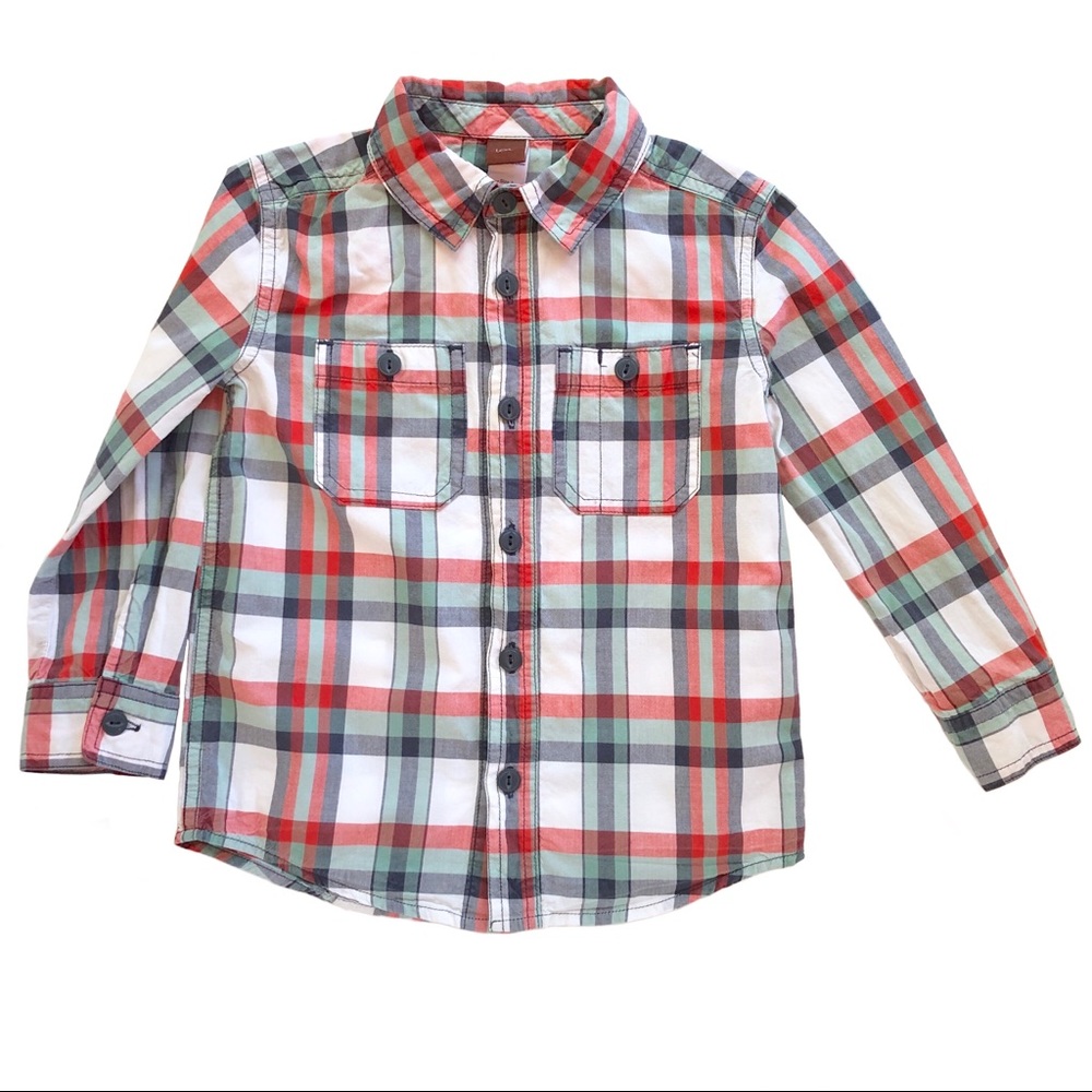 Sz.3 Tea Collection Long Sleeve Plaid Button Up